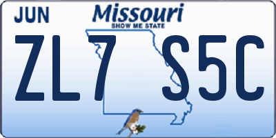 MO license plate ZL7S5C