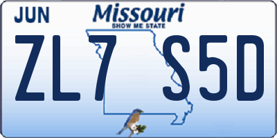 MO license plate ZL7S5D