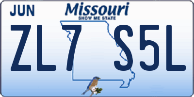 MO license plate ZL7S5L
