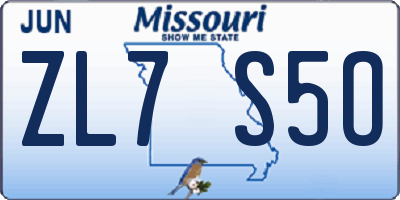 MO license plate ZL7S5O