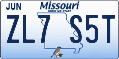 MO license plate ZL7S5T