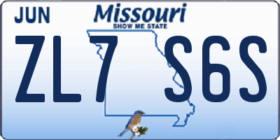 MO license plate ZL7S6S
