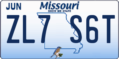 MO license plate ZL7S6T