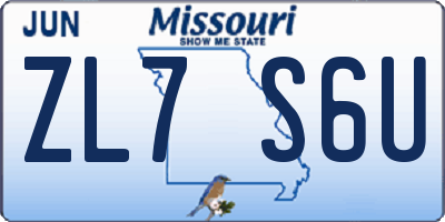 MO license plate ZL7S6U