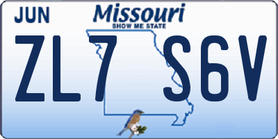 MO license plate ZL7S6V