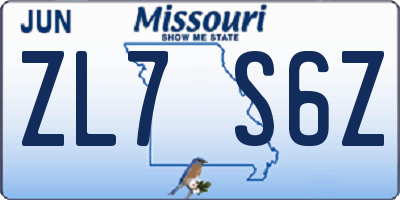 MO license plate ZL7S6Z