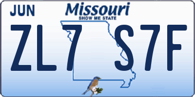 MO license plate ZL7S7F