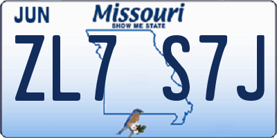 MO license plate ZL7S7J