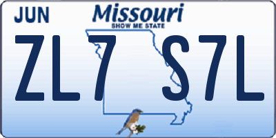 MO license plate ZL7S7L