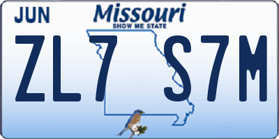 MO license plate ZL7S7M