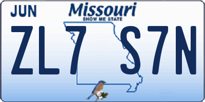MO license plate ZL7S7N