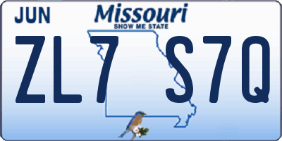 MO license plate ZL7S7Q