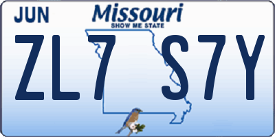 MO license plate ZL7S7Y