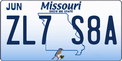 MO license plate ZL7S8A
