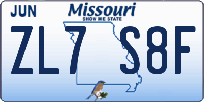 MO license plate ZL7S8F