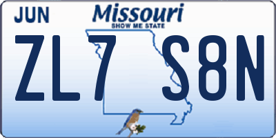 MO license plate ZL7S8N