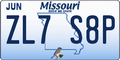 MO license plate ZL7S8P