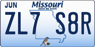 MO license plate ZL7S8R