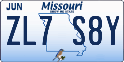 MO license plate ZL7S8Y