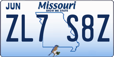 MO license plate ZL7S8Z