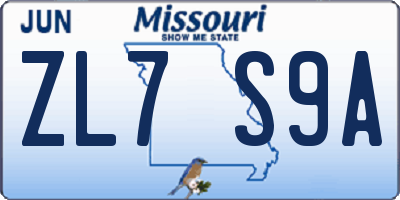 MO license plate ZL7S9A