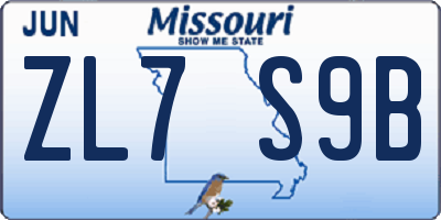 MO license plate ZL7S9B