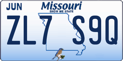 MO license plate ZL7S9Q
