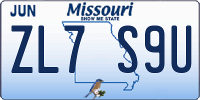 MO license plate ZL7S9U