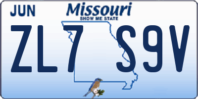 MO license plate ZL7S9V