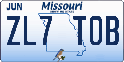 MO license plate ZL7T0B