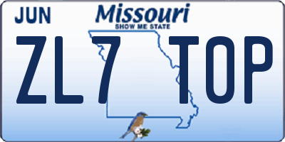 MO license plate ZL7T0P