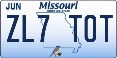 MO license plate ZL7T0T
