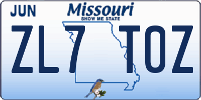 MO license plate ZL7T0Z