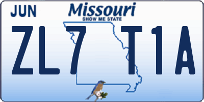 MO license plate ZL7T1A