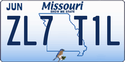 MO license plate ZL7T1L