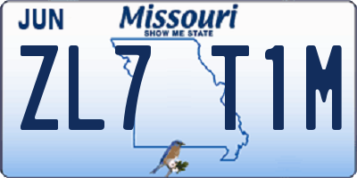 MO license plate ZL7T1M