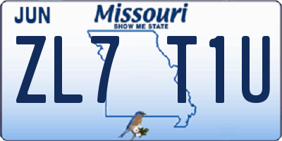 MO license plate ZL7T1U