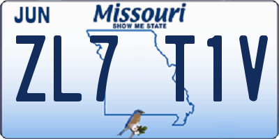 MO license plate ZL7T1V