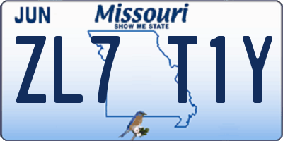MO license plate ZL7T1Y