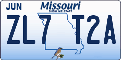 MO license plate ZL7T2A