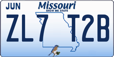 MO license plate ZL7T2B