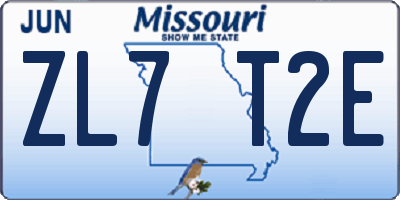 MO license plate ZL7T2E