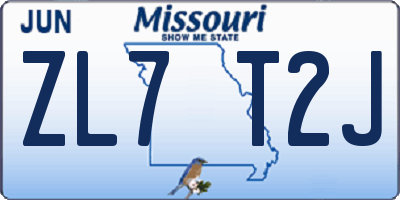 MO license plate ZL7T2J