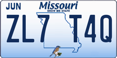 MO license plate ZL7T4Q