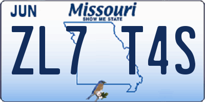 MO license plate ZL7T4S
