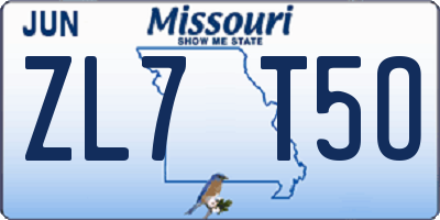 MO license plate ZL7T5O