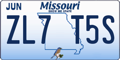 MO license plate ZL7T5S