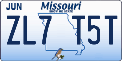 MO license plate ZL7T5T