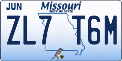 MO license plate ZL7T6M