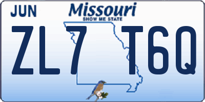 MO license plate ZL7T6Q